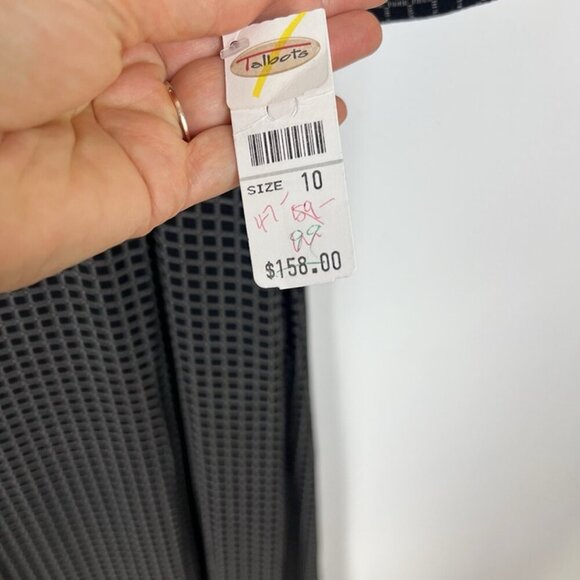 NWT Vintage Talbots Dress Black Faux Wrap Pleated Dress Sz 10 Career Office Wear - Picture 3 of 11